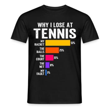 Pourquoi je perds au tennis - T-shirt homme - noir - Devant - AI Model Male 178 light (178cm)