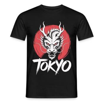 Tokyo Dragon Shirt Japan Samurai Style Streetwear - Men's T-Shirt - black - Front - AI Model Male 178 light (178cm)