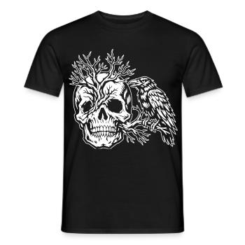 Crâne, Arbre et Corbeau - T-shirt homme - noir - Devant - AI Model Male 178 light (178cm)
