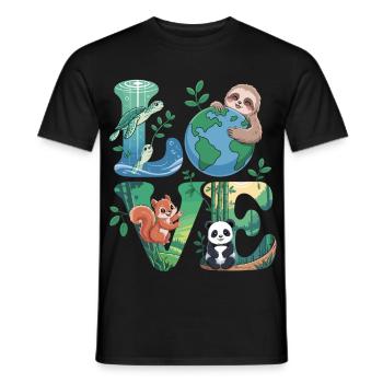 Nature Love Shirt Panda Tortue Paresseuse - T-shirt homme - noir - Devant - AI Model Male 178 light (178cm)