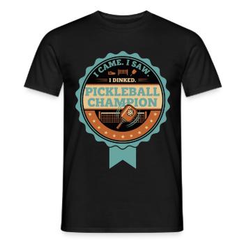 Pickleball, ich bin gekommen, ich habe gesehen, ich habe den Champion-Spieler gedrängt. - Männer T-Shirt - Schwarz - Vorne - AI Model Male 178 light (178cm)