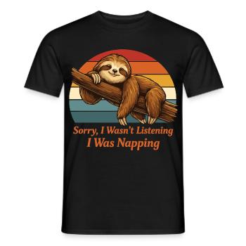 Lazy Sloth Shirt I Was Napping Funny - Männer T-Shirt - Schwarz - Vorne - AI Model Male 178 light (178cm)