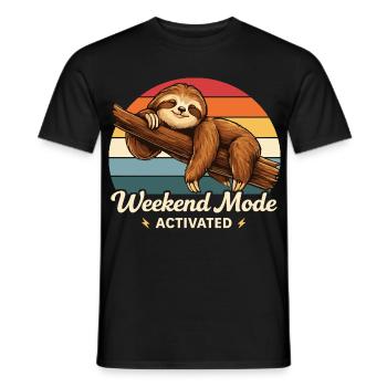 Weekend Mode Activated Sloth Shirt Funny - Männer T-Shirt - Schwarz - Vorne - AI Model Male 178 light (178cm)