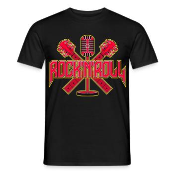 Rock 'n' Roll Retro-Mikrofon mit Gitarren - Männer T-Shirt - Schwarz - Vorne - AI Model Male 178 light (178cm)