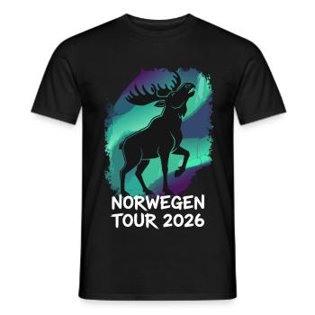 Tournée en Norvège 2026 Moose - T-shirt homme - noir - Devant - AI Model Male 178 light (178cm)
