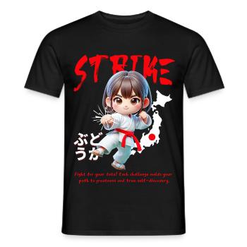 Chibi Karate Hero Strike - Men's T-Shirt - black - Front - AI Model Male 178 light (178cm)