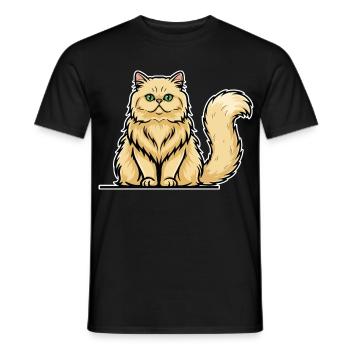 Cream Persian Cat Long Hair Vintage Portrait - Men's T-Shirt - black - Front - AI Model Male 178 light (178cm)