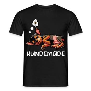 Hundemüde Zwergpinscher Pinscher Pinscherbesitzer - Männer T-Shirt - Schwarz - Vorne - AI Model Male 178 light (178cm)
