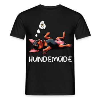 Hundemüde Zwergpinscher Pinscher Pinscherbesitzer - Männer T-Shirt - Schwarz - Vorne - AI Model Male 178 light (178cm)