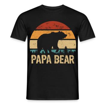 Papa Ours - Fête des Pères - Cadeau vintage - T-shirt homme - noir - Devant - AI Model Male 178 light (178cm)