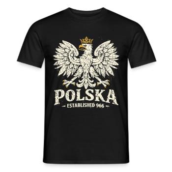 Polska Established 966 – Vintage Adler mit Krone - Männer T-Shirt - Schwarz - Vorne - AI Model Male 178 light (178cm)