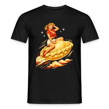 Pin-Up Pelmeni : Art rétro de Dumpling volant - T-shirt homme - noir - Devant - AI Model Male 178 light (178cm)