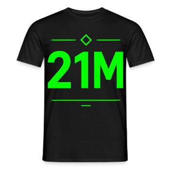 21M Bitcoin Schriftzug Neon Grün Motiv Limit - Männer T-Shirt - Schwarz - Vorne - AI Model Male 178 light (178cm)