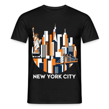 Statue de la ligne d’horizon de New York City Liberty - T-shirt homme - noir - Devant - AI Model Male 178 light (178cm)