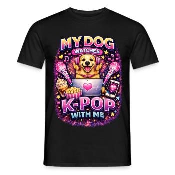 Mon chien regarde la K-pop avec moi - T-shirt homme - noir - Devant - AI Model Male 178 light (178cm)