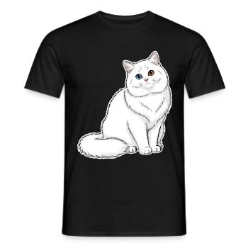 Weiße Katzen-Angora-Augen Minnows-Porträt Elegant - Männer T-Shirt - Schwarz - Vorne - AI Model Male 178 light (178cm)