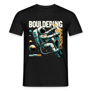 Astronaut Boulderung – Klettern im Weltall Design - Männer T-Shirt - Schwarz - Vorne - AI Model Male 178 light (178cm)