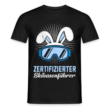 Skifahren ZERTIFIZIERTER SKIHASENFÄRER LUSTIG - Männer T-Shirt - Schwarz - Vorne - AI Model Male 178 light (178cm)