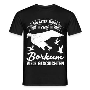 Nordsee ALTER MANN AUF BORKUM VIELE GESCHICHTEN - Männer T-Shirt - Schwarz - Vorne - AI Model Male 178 light (178cm)