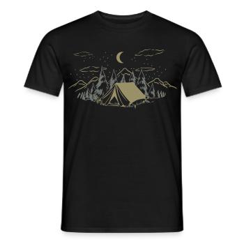 Tente de camp de nuit à Pines - T-shirt homme - noir - Devant - AI Model Male 178 light (178cm)