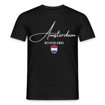Amsterdam Hollande, design élégant Amsterdam - T-shirt homme - noir - Devant - AI Model Male 178 light (178cm)