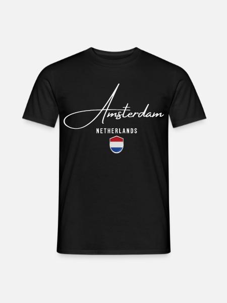 Amsterdam Holland, elegantes Design Amsterdam - Männer T-Shirt - Schwarz