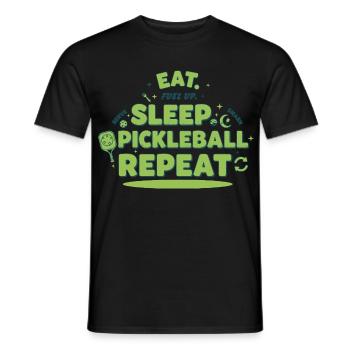 Pickleball Funny Player Eat Sleep Pickleball - Men's T-Shirt - black - Front - AI Model Male 178 light (178cm)