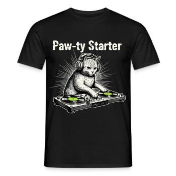 Paw-ty Starter DJ Katze - Männer T-Shirt - Schwarz - Vorne - AI Model Male 178 light (178cm)