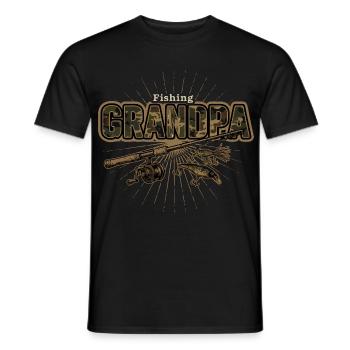 Fishing Grandpa Angeln Opa - Men's T-Shirt - black - Front - AI Model Male 178 light (178cm)