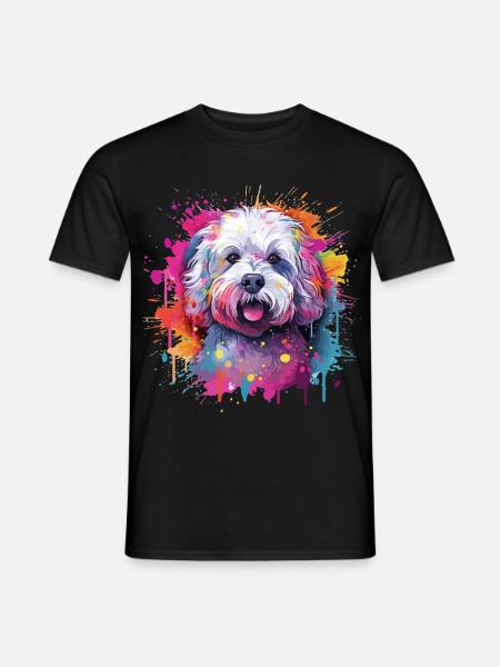 Colorful Bichon Fris Splash Art Dog - Men's T-Shirt - black