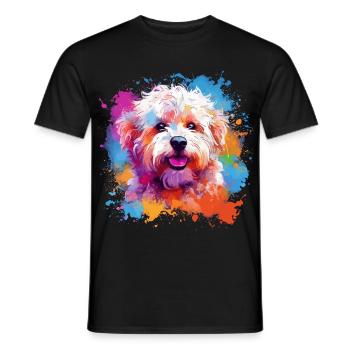 Colorful Dog Splash Art Bichon Fris - Men's T-Shirt - black - Front - AI Model Male 178 light (178cm)