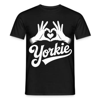 Yorkie Herzhand Logo - Männer T-Shirt - Schwarz - Vorne - AI Model Male 178 light (178cm)