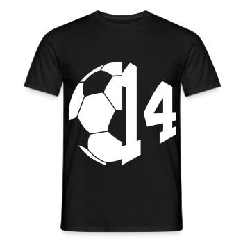 NON. 14 FOOTBALLEUR NUMÉRO 14 FOOTBALL 14E ANNIVERSAIRE - T-shirt homme - noir - Devant - AI Model Male 178 light (178cm)