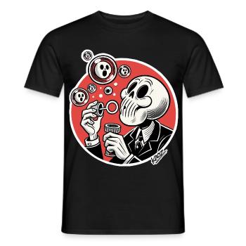 Skeleton Bubble Blower Illustration - Men's T-Shirt - black - Front - AI Model Male 178 light (178cm)