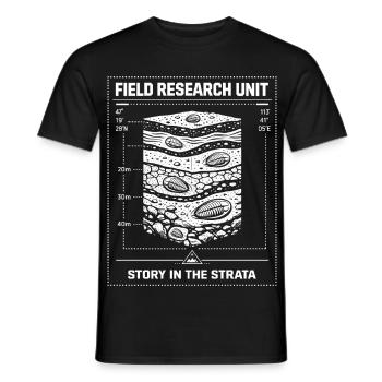 Story In The Strata Trilobite Geology - Men's T-Shirt - black - Front - AI Model Male 178 light (178cm)