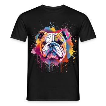 Portrait éclaboussé du Bulldog - T-shirt homme - noir - Devant - AI Model Male 178 light (178cm)
