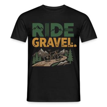 Ride Gravel Bike Adventure Outdoor Bike - Men's T-Shirt - black - Front - AI Model Male 178 light (178cm)
