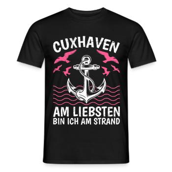 CUXHAVEN AM LIEBSTEN BIN ICH AM STRAND Lustig - Männer T-Shirt - Schwarz - Vorne - AI Model Male 178 light (178cm)