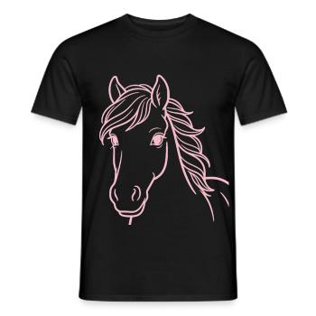 Fille Cheval Rose Art Trait Amour du Cheval - T-shirt homme - noir - Devant - AI Model Male 178 light (178cm)