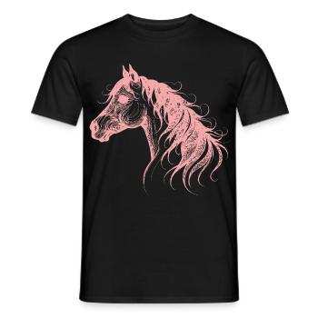 Horse Mane Horse Head Rider Pink - Men's T-Shirt - black - Front - AI Model Male 178 light (178cm)