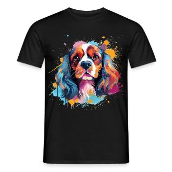 Cavalier King Charles Spaniel Chien Coloré - T-shirt homme - noir - Devant - AI Model Male 178 light (178cm)