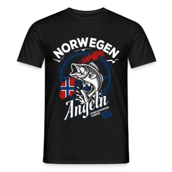 Norwegen Angeln Tour 2026 - Angler Geschenk - Männer T-Shirt - Schwarz - Vorne - AI Model Male 178 light (178cm)