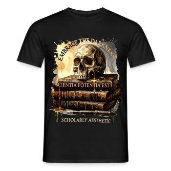 Dark Academia Bibliothèque Vintage Esthétique de Crânes - T-shirt homme - noir - Devant - AI Model Male 178 light (178cm)