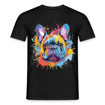 French Bulldog Colorful Dog Splash Art - Men's T-Shirt - black - Front - AI Model Male 178 light (178cm)