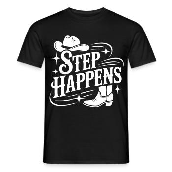 Step Happens Western Line Dance - Männer T-Shirt - Schwarz - Vorne - AI Model Male 178 light (178cm)
