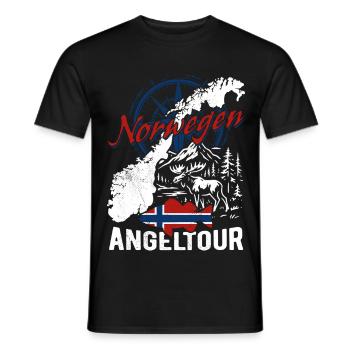 Voyage de pêche en Norvège - Cadeau de pêcheur - T-shirt homme - noir - Devant - AI Model Male 178 light (178cm)