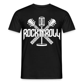 Rock 'N' Roll Logo with Guitars and Microphone - Men's T-Shirt - black - Front - AI Model Male 178 light (178cm)