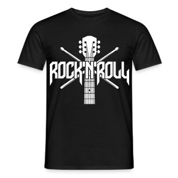 Logo Rock 'n' Roll avec guitare et baguettes de batterie - T-shirt homme - noir - Devant - AI Model Male 178 light (178cm)
