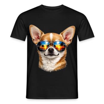 Chihuahua Sunglasses Summer Beach Palm Trees - Men's T-Shirt - black - Front - AI Model Male 178 light (178cm)