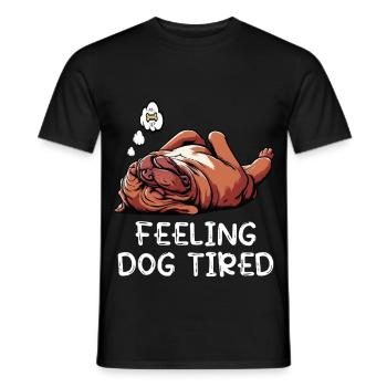 Se sentir fatigué par le chien Mastiff Bordeaux Bordeaux - T-shirt homme - noir - Devant - AI Model Male 178 light (178cm)
